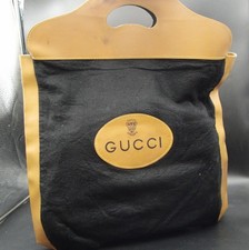 Gucci Black Velvet Tote Bag Gold Trim Large Handbag 40cm Authentic Style B881
