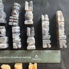 Hand Carved Mexican Marble Onyx Aztec Beige & Black/gray Chess Set Pieces — photo 7