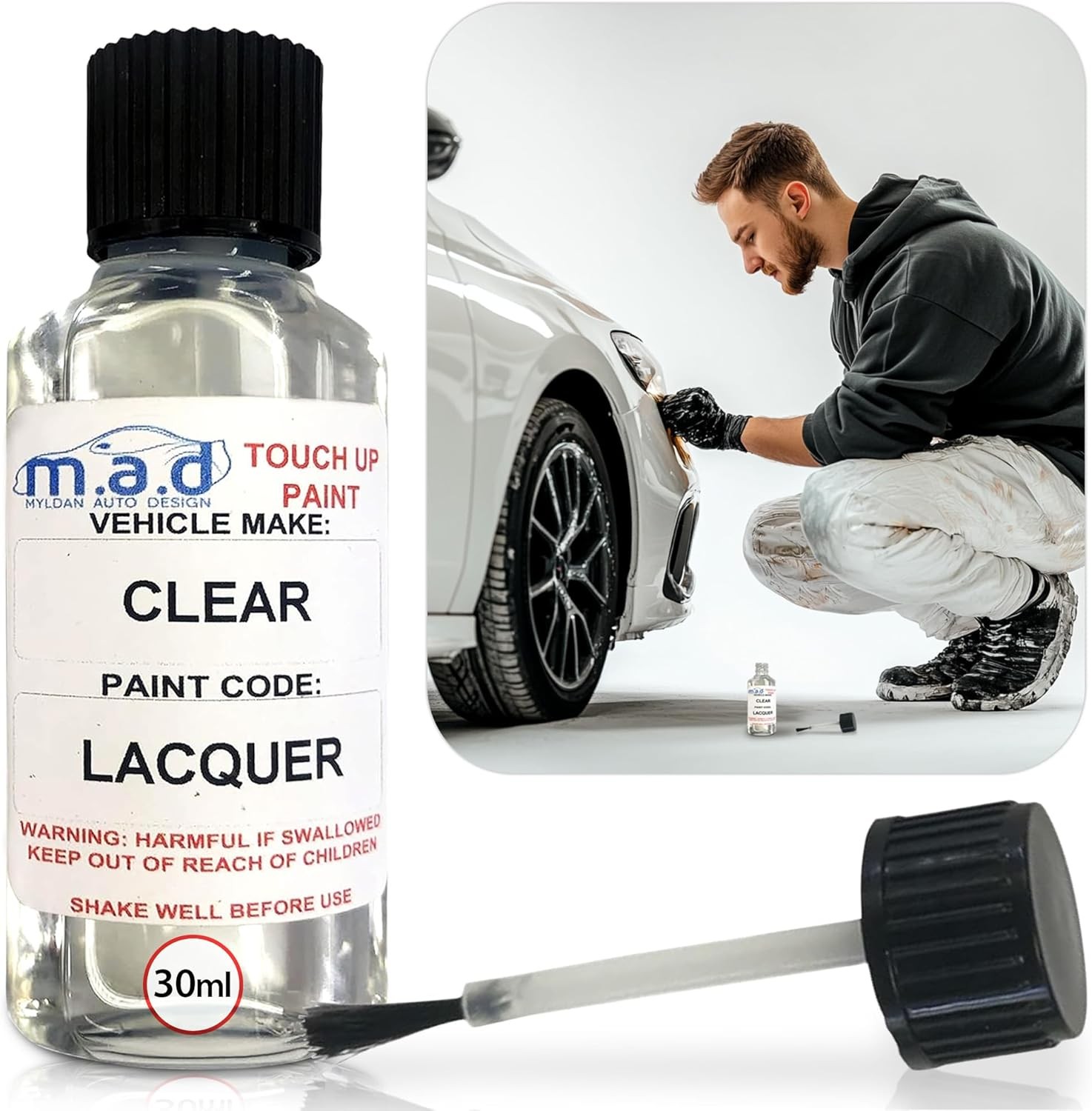 M.A.D MYLDAN AUTO DESIGN M.A.D Clear Lacquer Coat For Car Paint Touch Up Brush