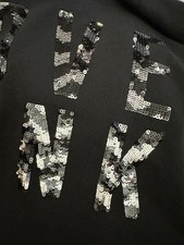 Victoria's Secret Pink Women's Sweatshirt Hoodie S Black Full Zip Sequins Small