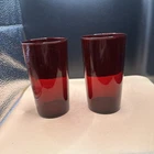 Set Of  2 Vintage Anchor Hocking Royal Ruby Red Glass 4-3/4" Flat Tumblers 12 Oz