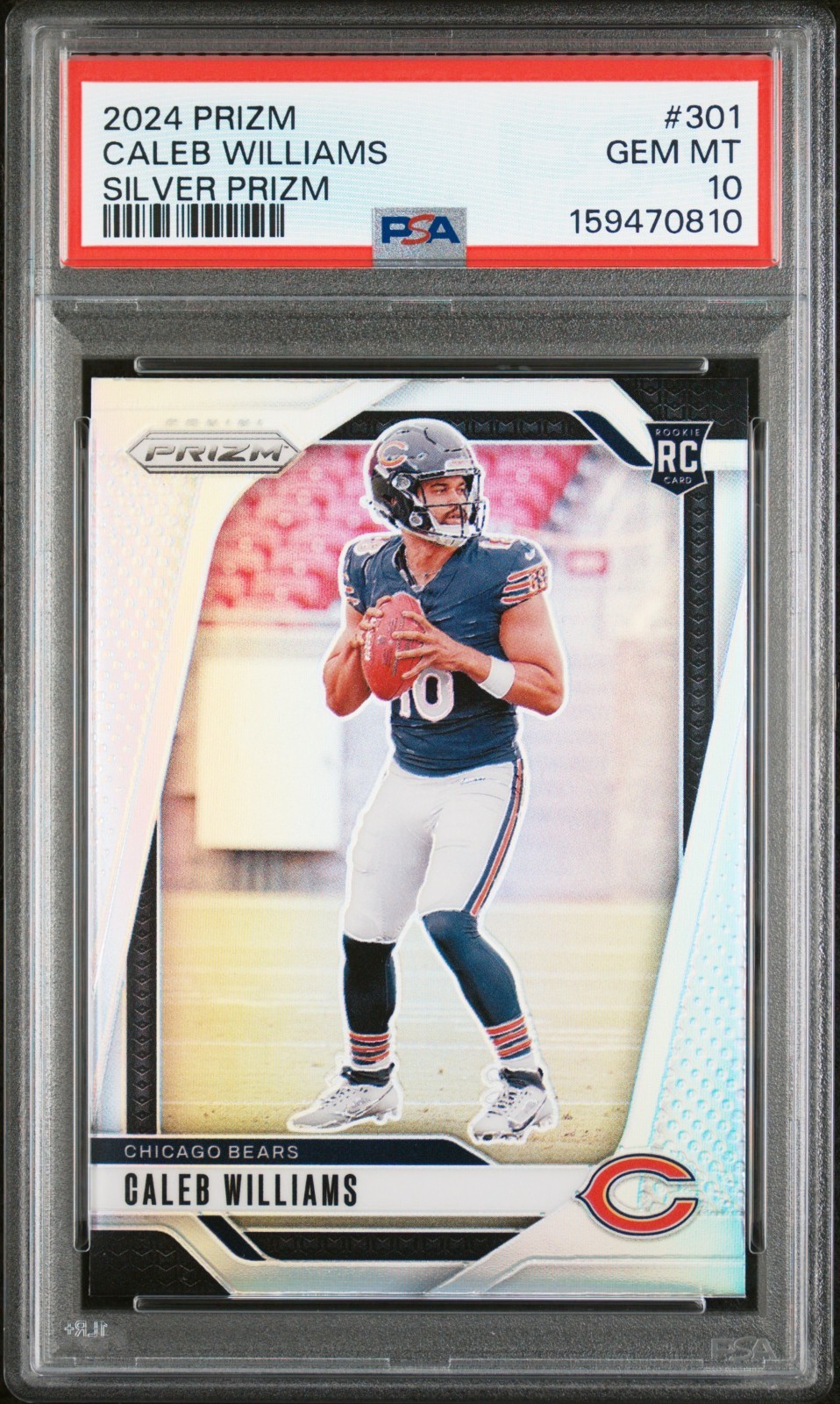 CALEB WILLIAMS 2024 PRIZM SILVER ROOKIE RC #301 PSA 10 GEM MINT BEARS #159470810 view 1