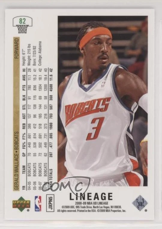 2008-09 Upper Deck Lineage Gerald Wallace #82 - Image 2 of 2
