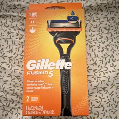 Gillette Fusion5 Cartridge Razor 5 Blades 2 Cartridges Lubrication Strip