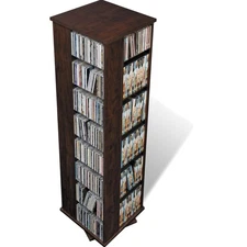 Revolving Media Storage Cabinet Engineered Wood Large Capacity Espresso
