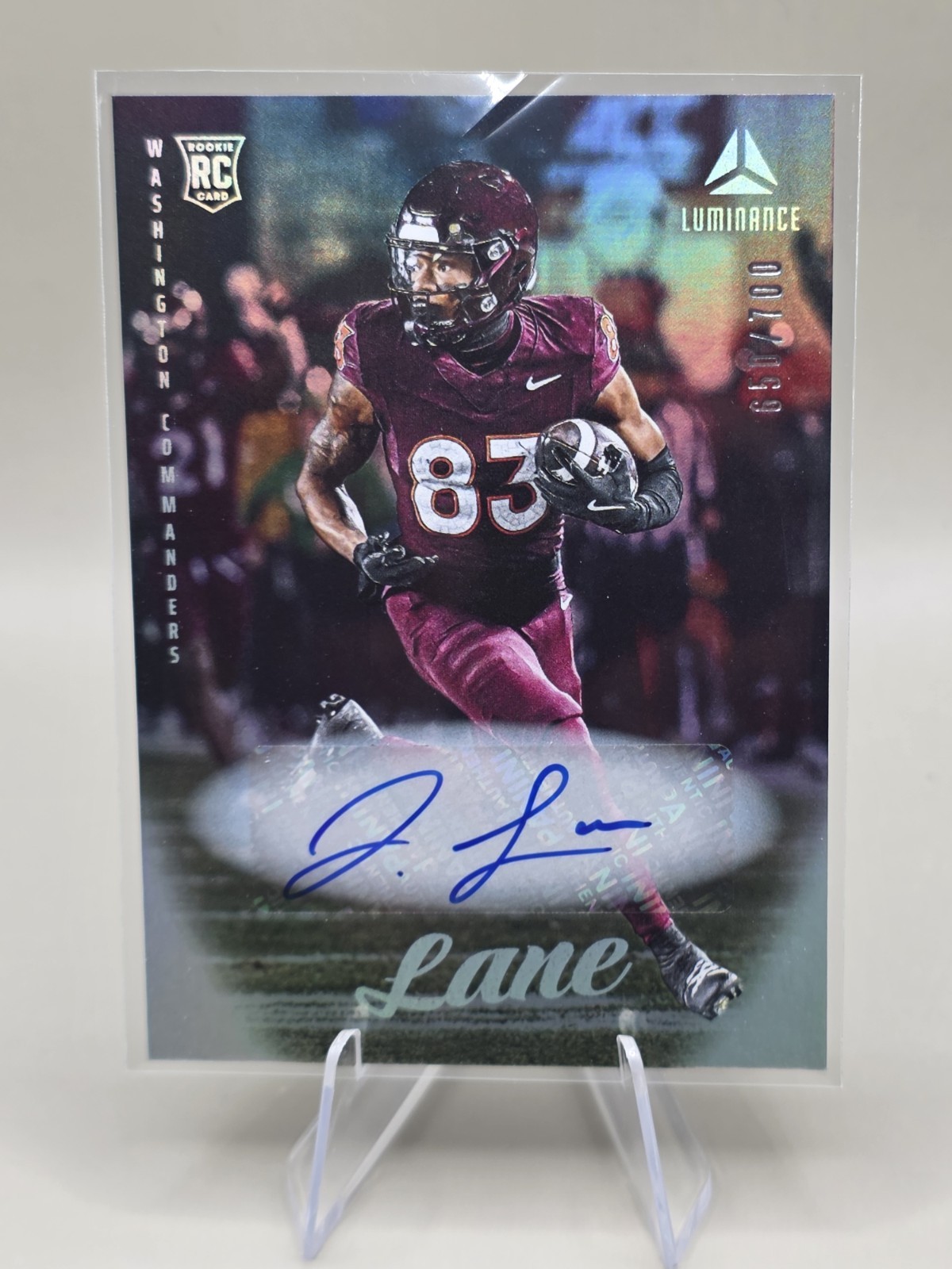 Jaylin Lane 2025 Luminance Football #172 RC Auto Silver 650/700 - Commanders 