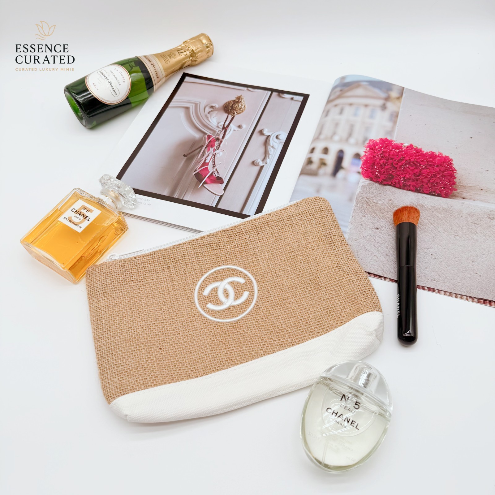 Bolsa de cosméticos estilo rafia beige bolsa de maquillaje artículos de tocador de viaje estuche con cremallera nuevo