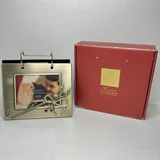 Lenox For The Holidays Brassplate Finish 4x6" Metal Flip Photo Album Xmas Holly