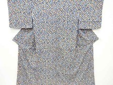 Vintage Silk Kimono Flower Pattern, Excellent Condition, Japan Made