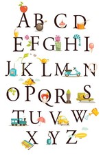 Cute Cartoon Alphabet Classroom Learning Educational Poster 12x18