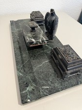 Antike Schreibtischgarnitur Marmor Adler Tintenf&auml;sser