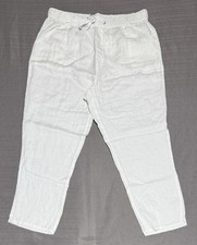 Nicole Miller Womens Linen Wide Leg Pants Loose Beach Fit High Rise Womens 38x25