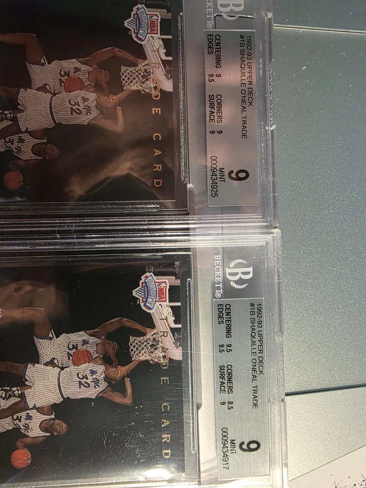Dos (2) 1992-93 Upper Deck Shaquille O'Neal RC BGS 9 Como Nuevo Lakers ¡¡HOF'R!!! Foto 2 de 3