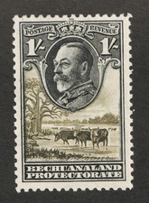 1932 Bechuanaland Protectorate Sc# 111 - One Shilling, KGV, Cattle. MH Cv$6.50