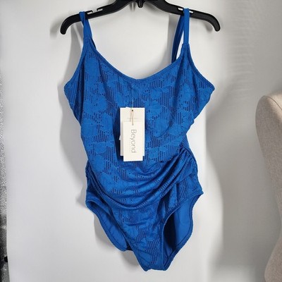 NEW beyond control swimsuit Size 16 Tummy Control Blue Floral One Piece Fluid