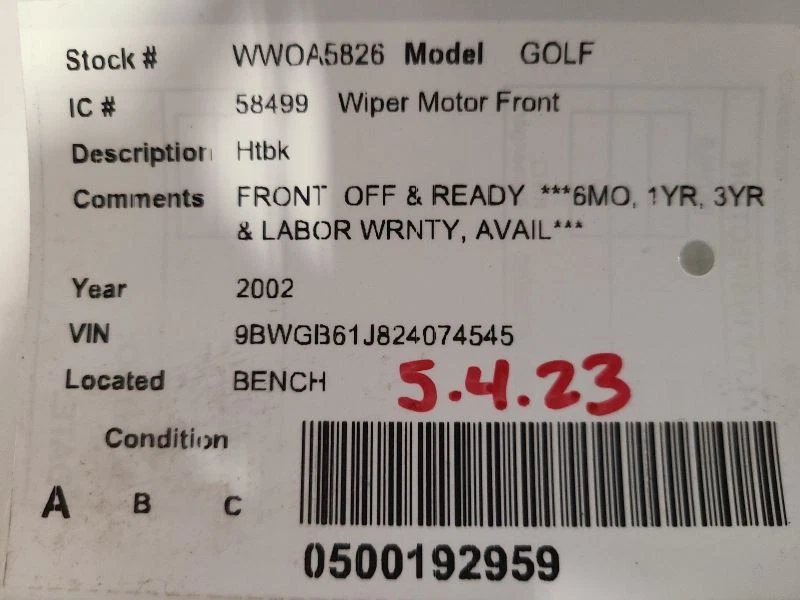 Motor limpiaparabrisas VIN J octavo dígito compatible con 01-05 JETTA 631484 Foto 3 de 3