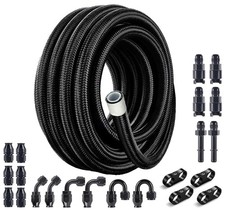 20FT 6AN 3/8" E85 PTFE LS Swap EFI Fuel Line Fitting Nylon Braided Fuel Kit New