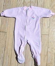 Baby Girl Vintage Carter's 6-12 Month Fleece Quilted Heart Sleeper