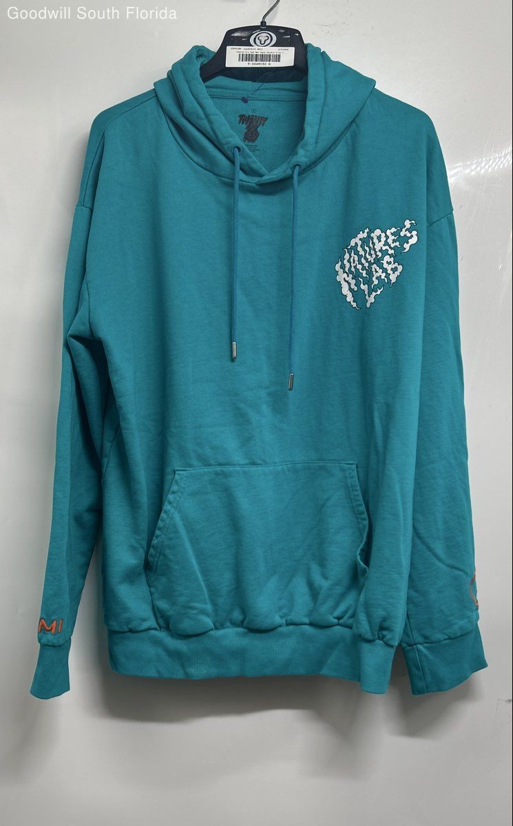 Twenty-Six Red Mens Aqua Long Sleeve Kangaroo Pocket Pullover Hoodie Size L