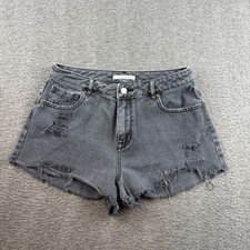 PacSun Denim Shorts Women's 28 Black High Rise Festival Distressed Frayed Hem