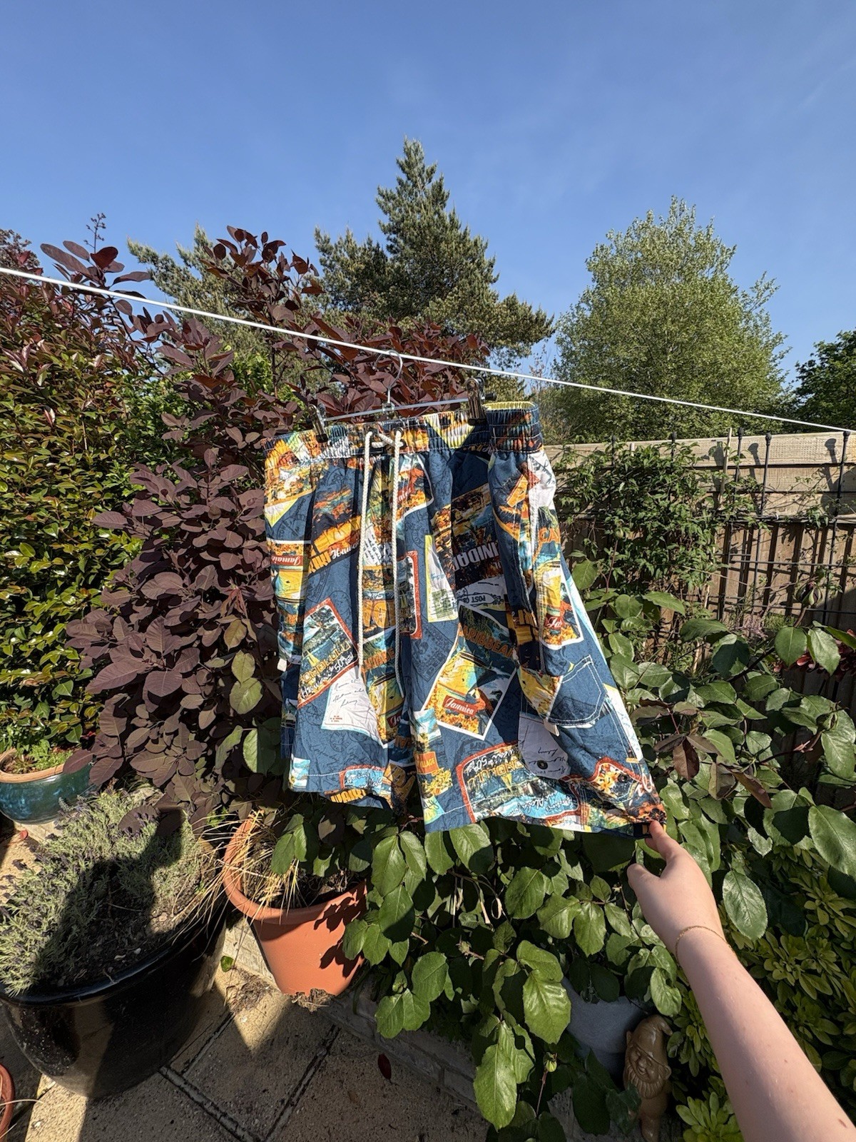 Pantalones Cortos Para Hombre Caribbean Joe Anchos Caribe Postal De Colección Excelente Estado Grande