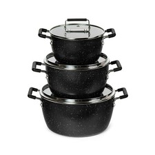 Granitestone 6 Piece Ultra Nonstick Space Saving Nesting Pots with Glass Lids