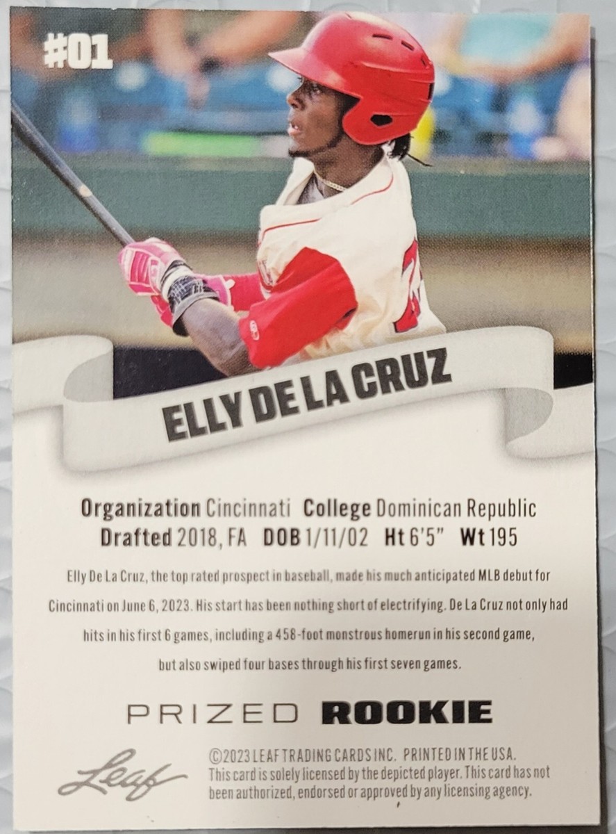 2023 LEAF Prized Rookie #01 Elly De La Cruz Cincinnati Reds RC
