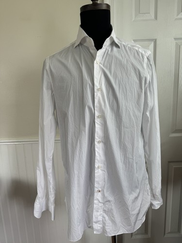 Isaia Napoli White Button Down Shirt Size 16 1/2 By 42 Made In Italy