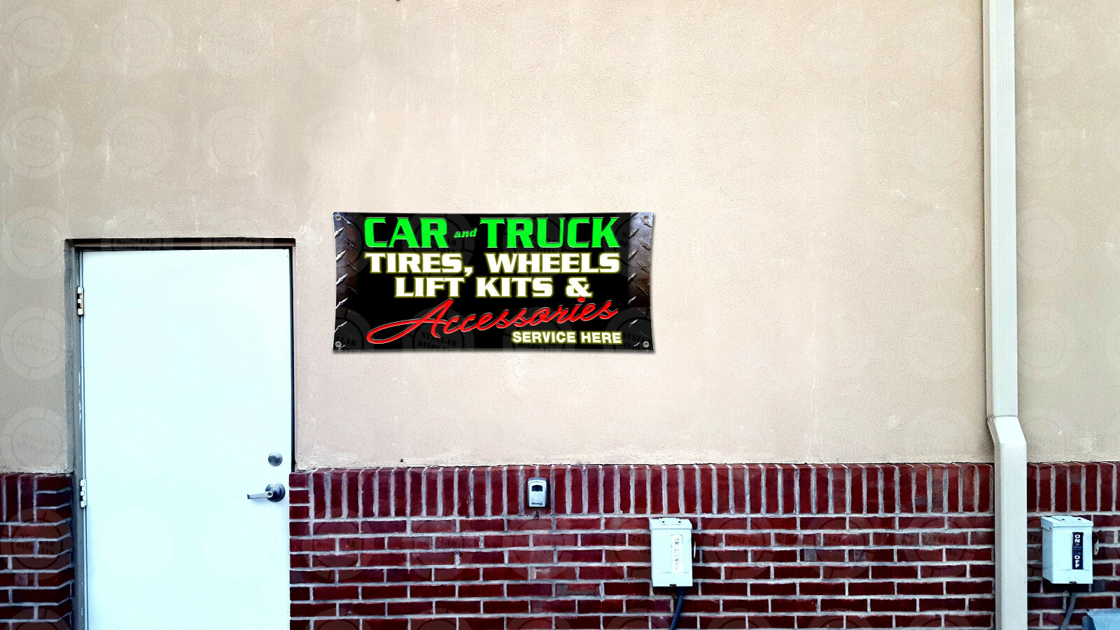 Truck Tires Wheels Lift Kits Accessories Banner Open Display Sign Auto Shop