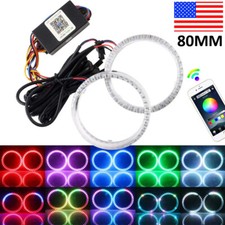Set Rgb 80mm Cob Led Angel Eye Lights Halo Rings Phone App Control Headlight Drl Set Rgb 80mm Cob Led Angel Eye Lights Halo Rings Phone App Control Headlight Drl
