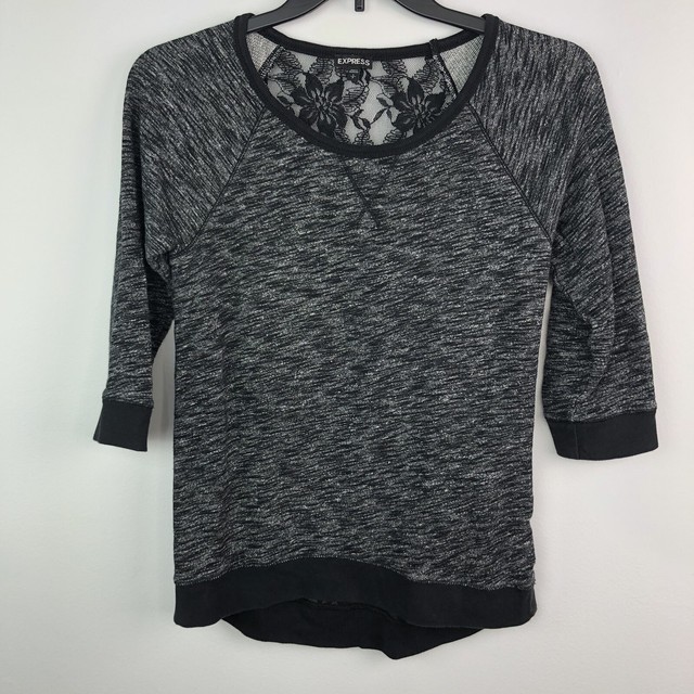 Download Express Top Womens Small Gray sweatshirt Lace Back ...