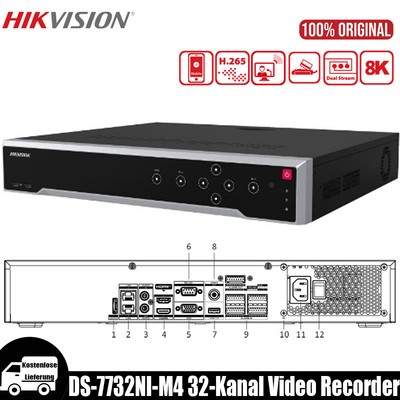 Hikvision 8K DS-7732NI-M4 32MP 32CH NVR ANPR 4SATA Dual 4K CCTV Videorekorder