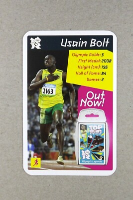 1 x Spielkarte Einzelkarte Top Trumps Prom Usain Bolt London Olympia Y658