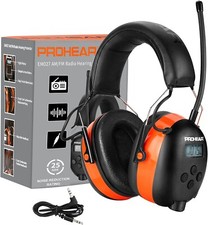 PROHEAR 027 AM FM Radio Headphones with Digital Display 25dB NRR Safety Ear Bx 1