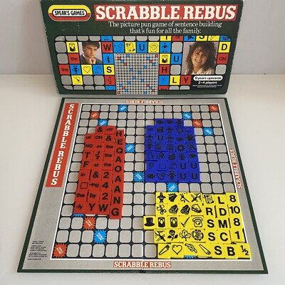 Scrabble Rebus 1985 Vintage Brettspiel Bildspiel Wortspiel Satzbau