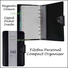 Filofax Compact Personal Organiser Diary Magnetic Closure Zip Pocket NEW
