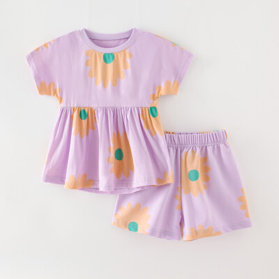 Sommer Kinder Mädchen T-Shirt Top und Shorts Kleinkind Blumen Outfits Set Kleidung