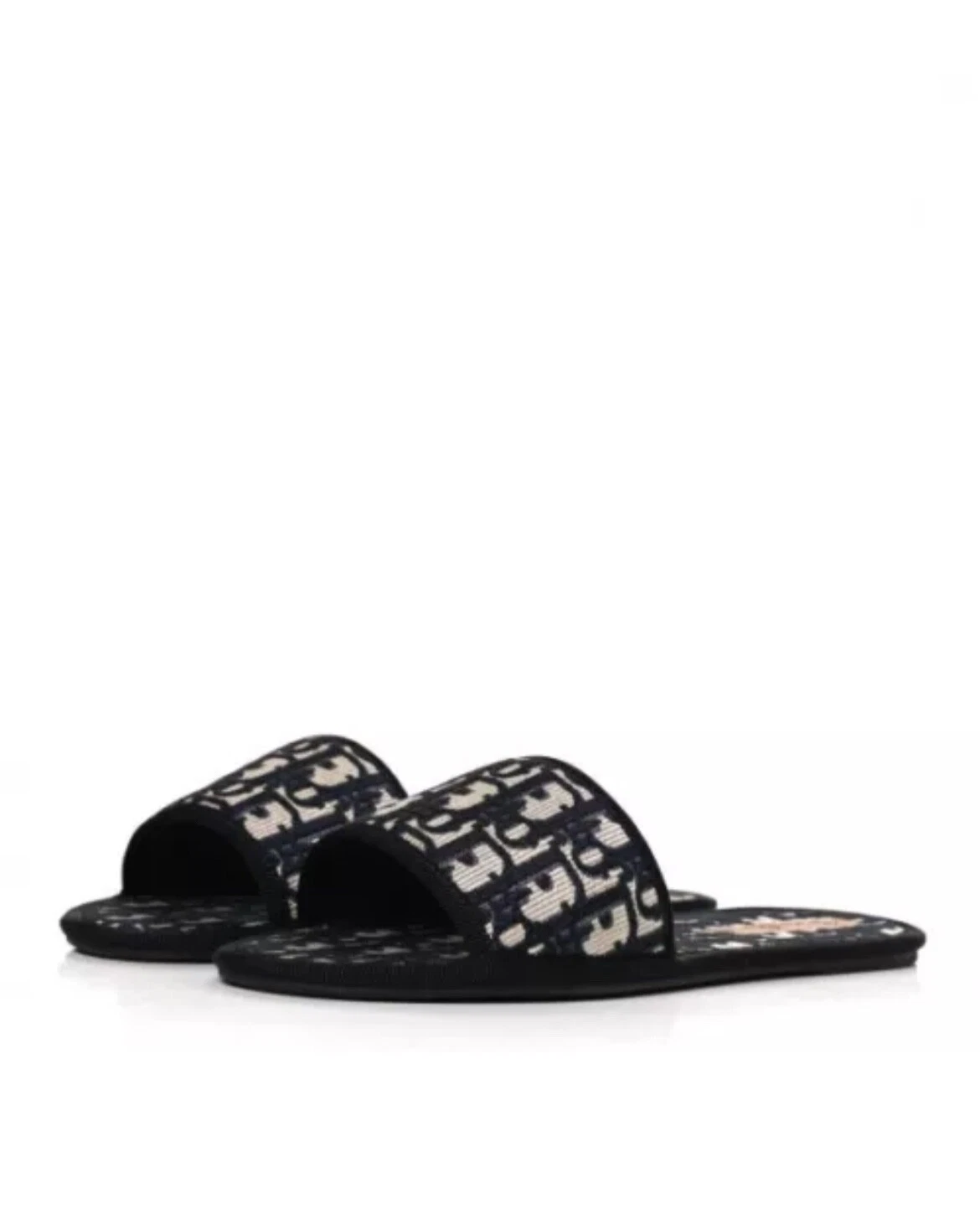 Sandale Dior Slide Oblique Chez Moi Velours Bleu Marine Ivoire Taille 38 NEUVE et boite