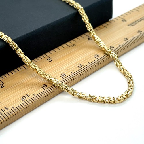 Collier chaîne maillon byzantin or jaune 9 carats 2 mm toutes tailles 375 timbre fait main NEUF - Photo 1/15