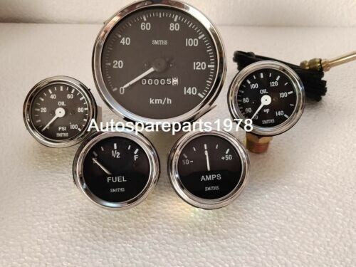 Smiths 52mm Kit Temp Oil Fuel Amp Gauge Speedometer 0-140 KMH 100mm ...