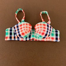 Aerie Women's 34A Colorful Check Removable Straps Underwire Bikini Swim Top New