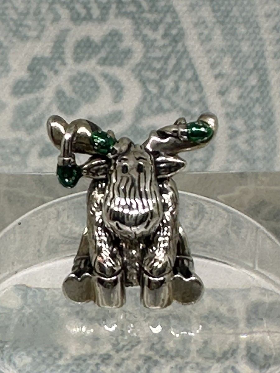 Authentic Bella Fascini Christmas Moose Tangled in Emerald Green Lights, New - Main Image