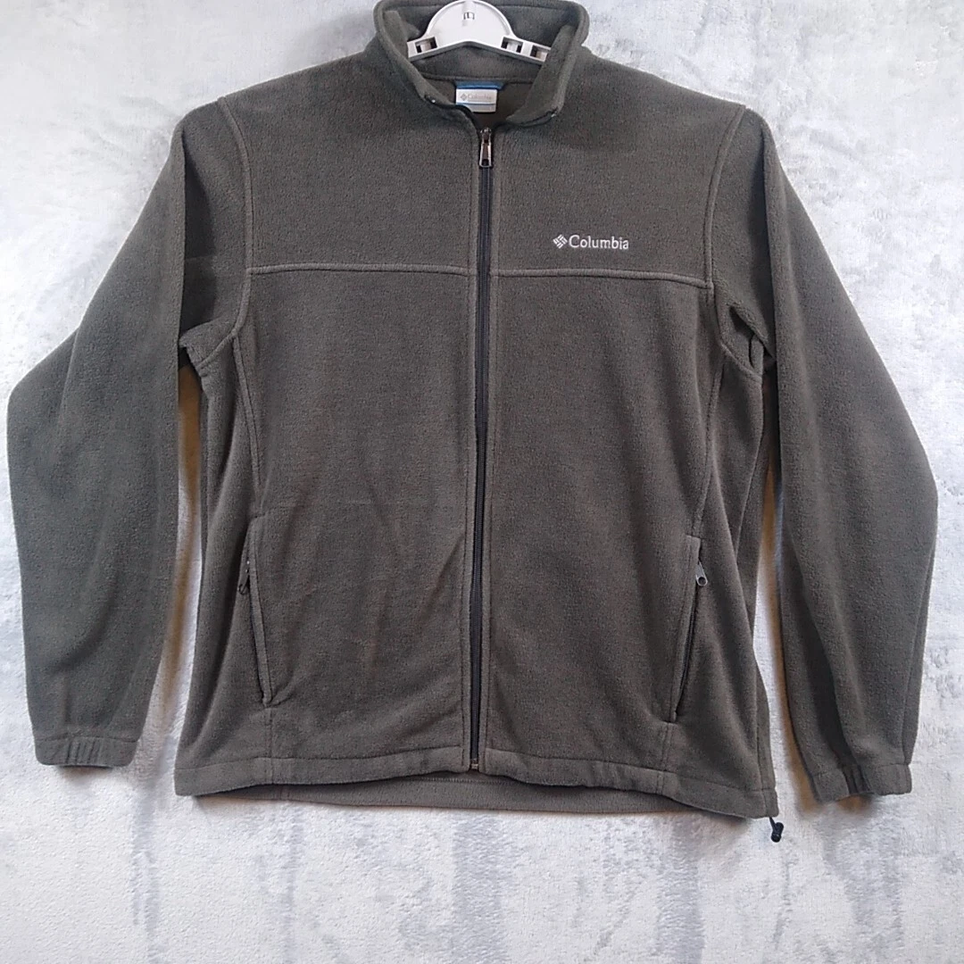 Columbia Mens Full Zip Fleece Jacket Large Long Sleeve Brown Zip Pockets