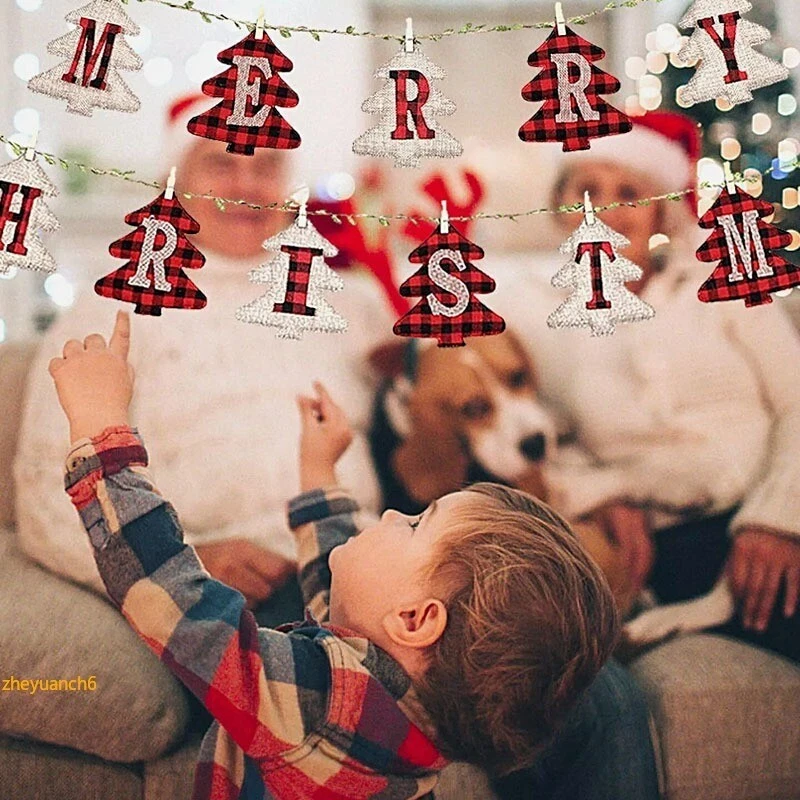 Guirnalda de arpillera rústica Feliz Navidad casa de campo arpillera decoración Foto 2 de 4