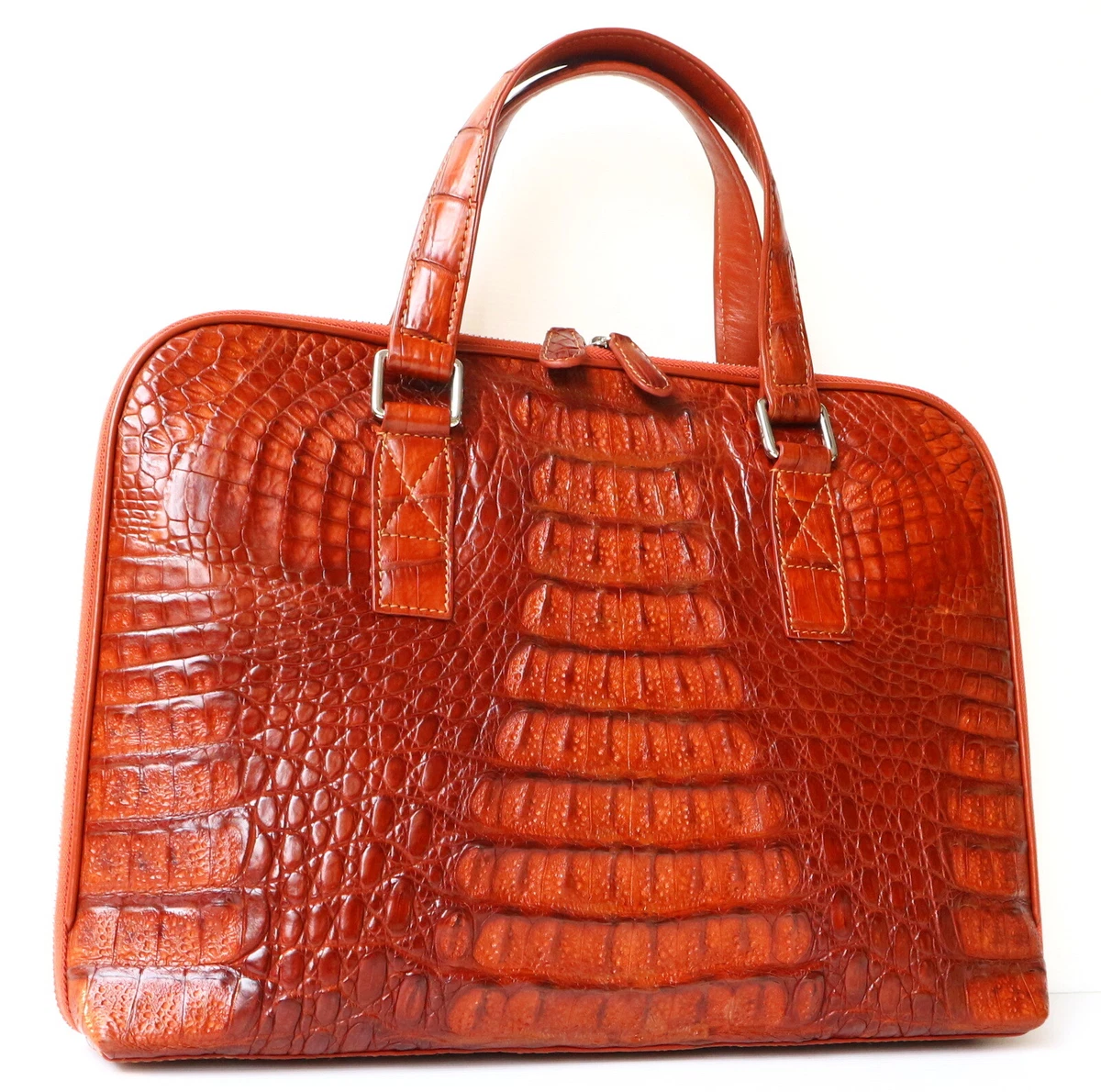 Genuine Crocodile Leather Big Hornback Men Briefcase Laptop Bag