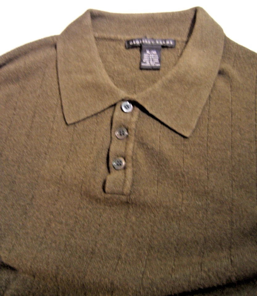 Suéter Geoffrey Beene Para Hombres XL 46-48 Marrón Henley Polo Manga Larga Dinero Antiguo Foto 3 de 4