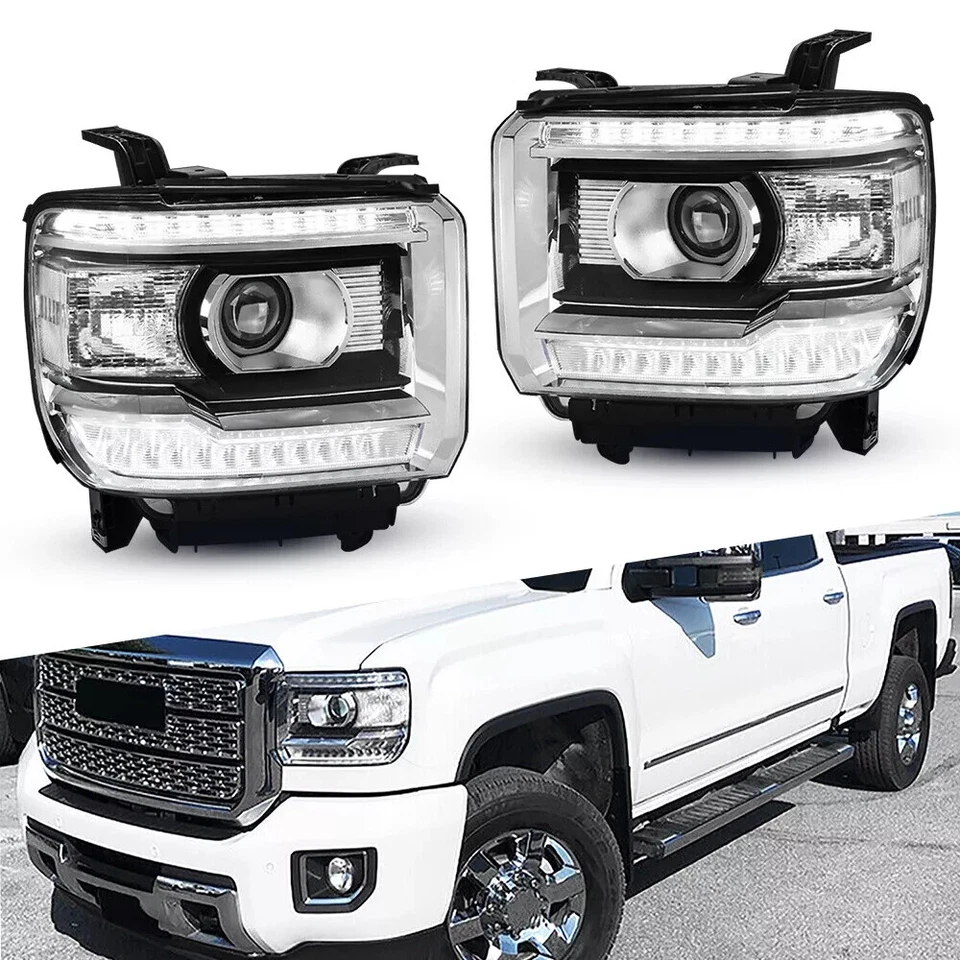 透明 OE 风格 LED DRL 车头灯适用于 2014 - 2018 年 GMC Sierra 1500 2500 3500 — 第 3/4 张图片