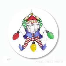 30 Elf on Christmas Lights Scrapbook Stickers 1.5" Envelope Seals Holiday Labels