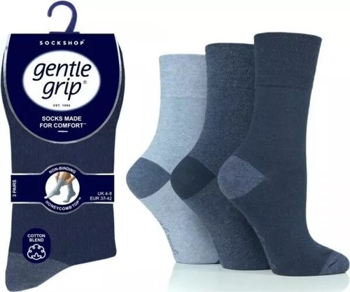6 pares de calcetines de mezclilla para damas de agarre suave de algodón ricos en talón no elásticos Reino Unido 4-8 - Imagen 2 de 2