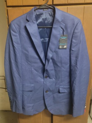 Ferrar Men's Slim Fit 2-Button Slate Blue Suit Jacket Size 38